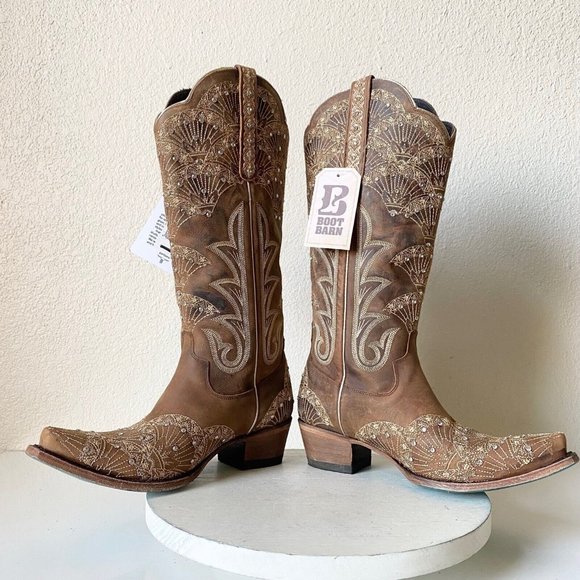 Brown Embroidered Heeled Boots - Picture 7 of 9